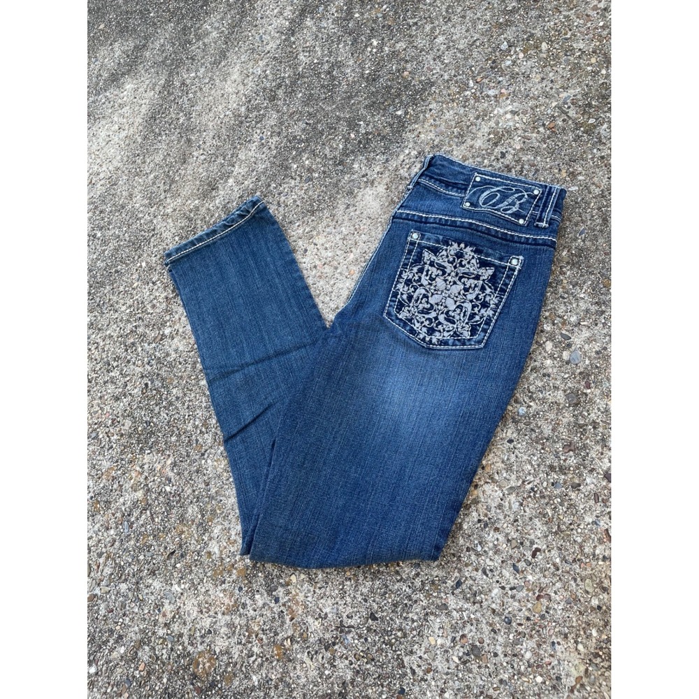 Code Bleu Jeans Womens Size 4 Blue Embroidered Back Pocket Bootcut Stretch Denim